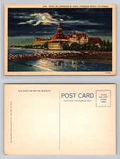 Coronado, CA-California, Hotel del Coronado Moonlit Waterfront Vintage Postcard