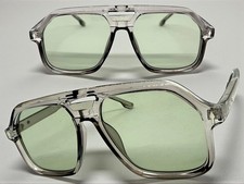 Mens or Women Classic Vintage Retro Style SUNGLASSES Large Gray Frame Teal Lens