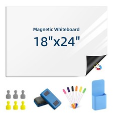 Magnetic Dry Erase Whiteboard for Refrigerators, 18" x 24" White Board on Wal...