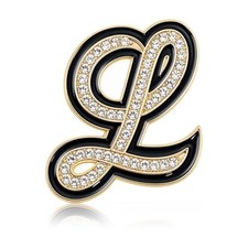 Letter Brooch Pins Initial Rhinestone Personalized Brooches for Women Gold L