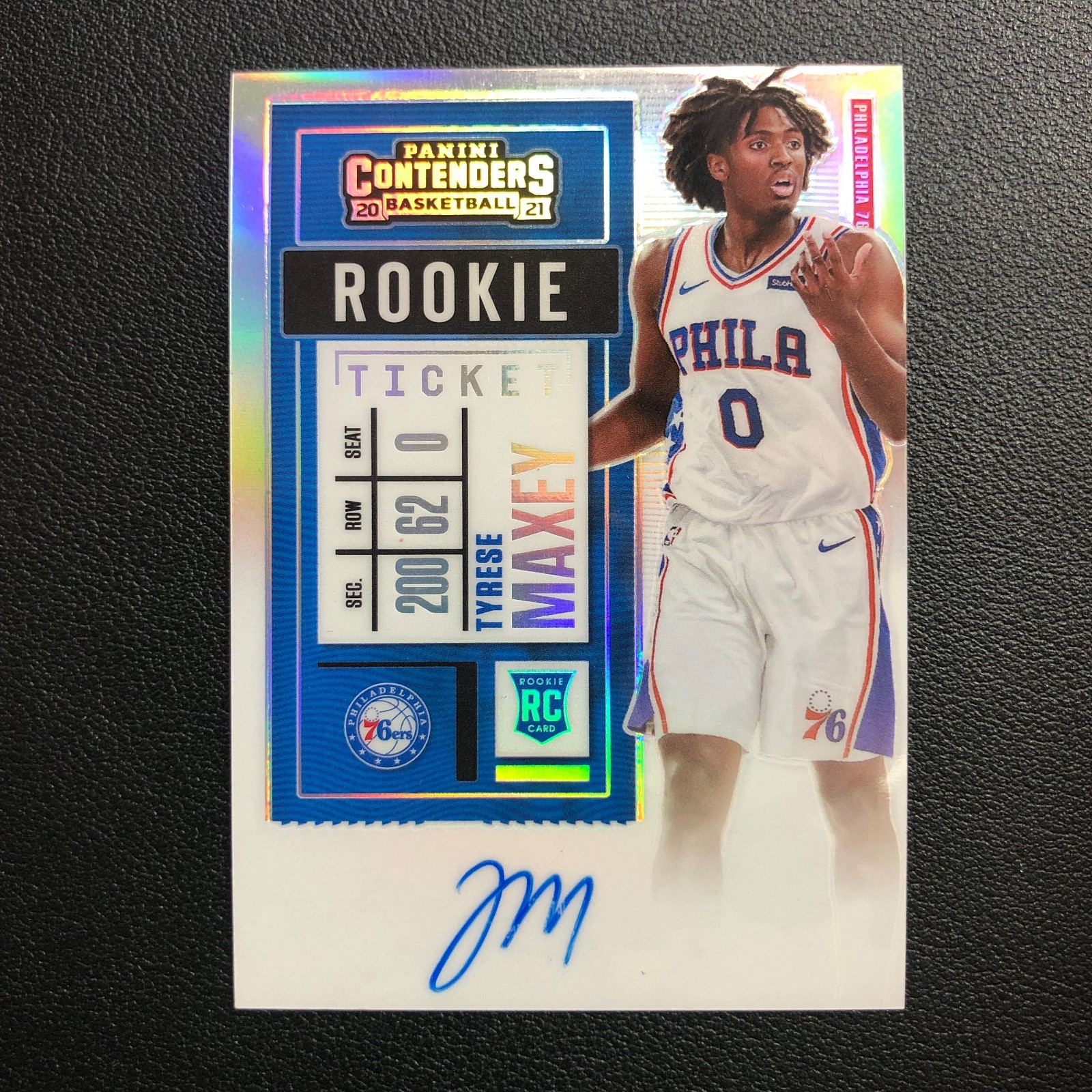2020-21 Panini Contenders RC Tyrese Maxey Premium Edition On Card Auto 76ers