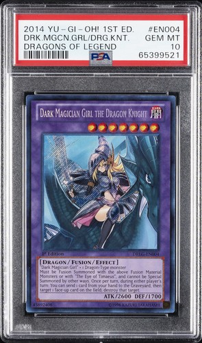 2014 YU-GI-OH! DRAGONS OF LEGEND DARK MAGICIAN GIRL THE DRAGON KNIGHT PSA 10