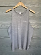 Vtg 90s Champion Shirt Adult Gray Stringer Logo Tank Top XL Embroidered Thrashed