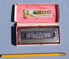Vintage M. Hohner The Echo Harp 54/64 M 2 Harmonica GERMANY Factory Box