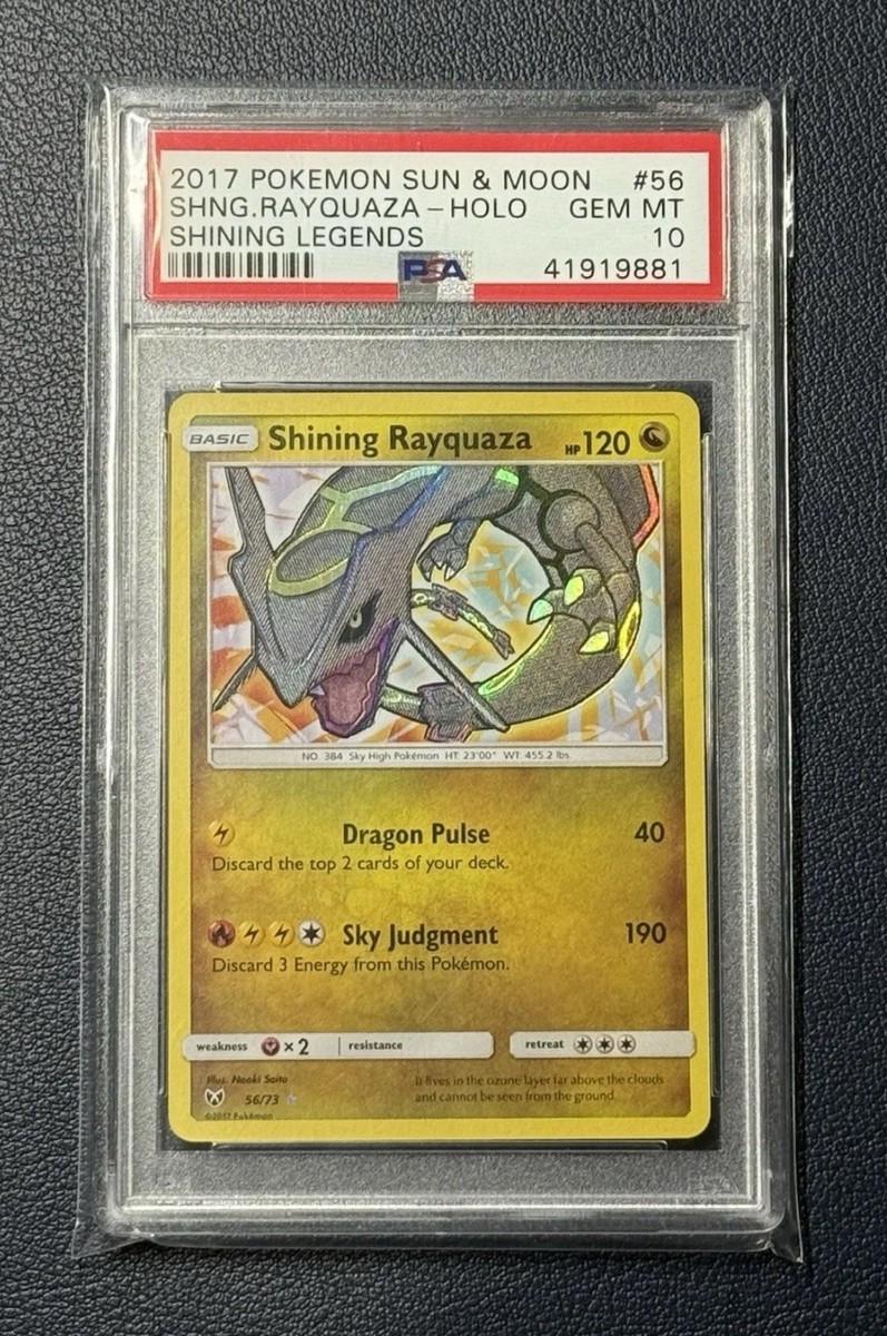 2017 Pokemon Sun & Moon Shining Legends Shining Rayquaza 56/73 PSA