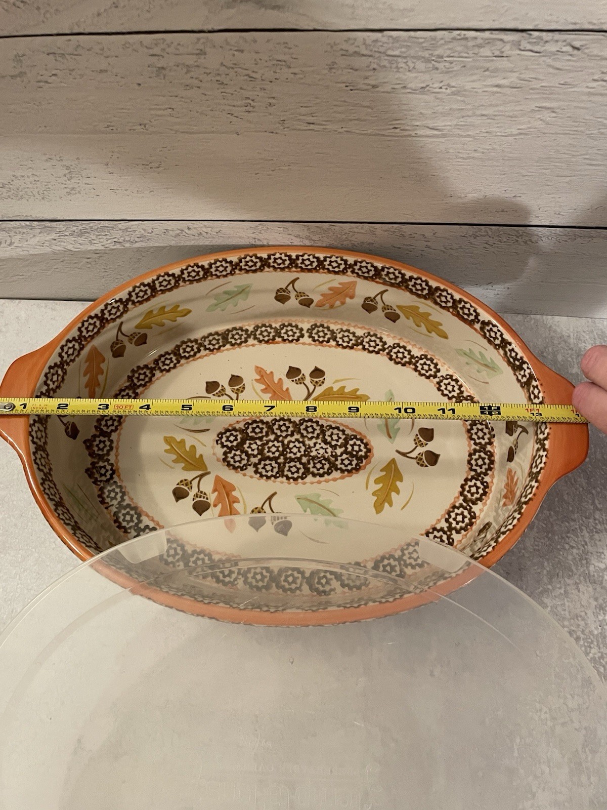 Temptations by Tara Old World Harvest/Fall 3 Quart Oval Baking Dish w Tray & Lid