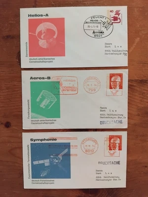Briefumschläge 3x 1974 deutsch-franz. u. amerikan. Gemeinschaftsprojekt Satellit - Bild 1 von 4