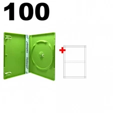 100 STANDARD Solid Green Color Single DVD Cases & 100 Matte Inserts
