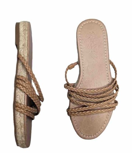 MADEWELL The Kathryn Espadrille Slide Sandal Braided Leather Strappy Women’s 9