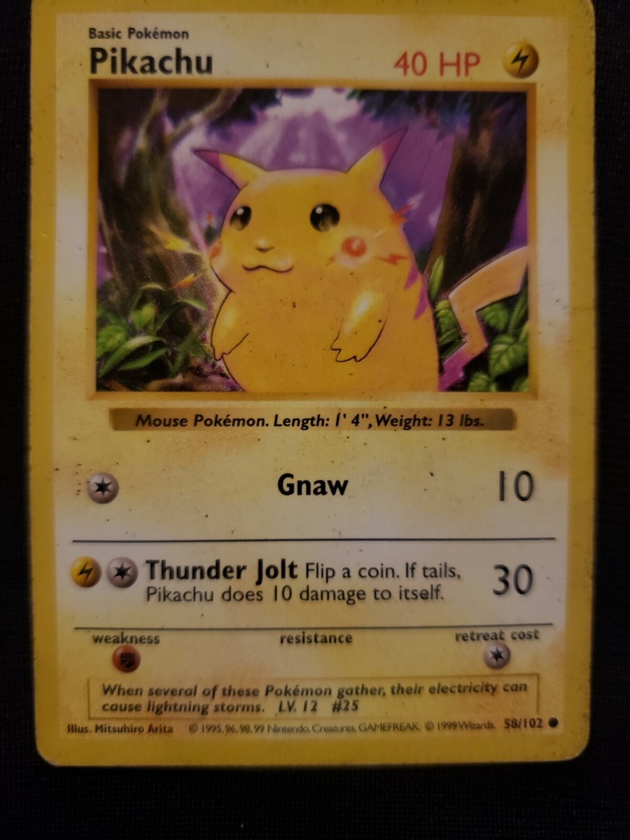 Shadowless Red Cheeks Pikachu 58/102 Base Set Pokemon Card *RARE