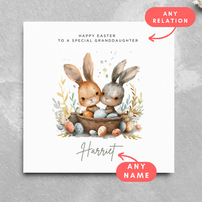 Personalisierter Name süß Ostern personalisierte Karte Osterei Ostern Hase glücklich