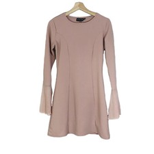 NWT PrettyLittleThing A-Line Dress Long Bell Sleeves Pink Sz 4