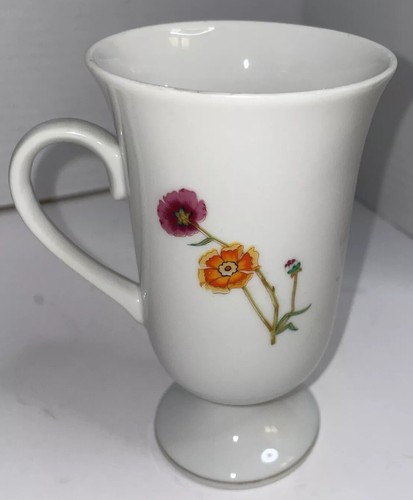 Tazze vintage Takahashi con piedi floreali - set di 4 tazze - design botanico dentro e fuori - Foto 15 di 17