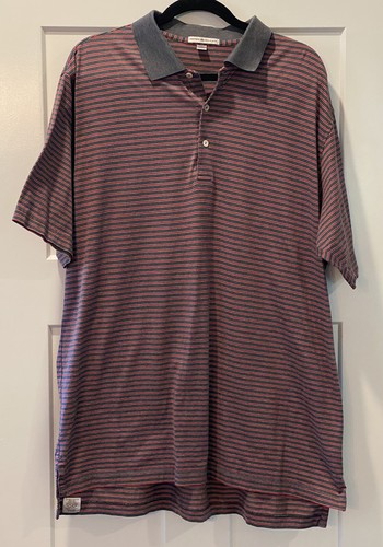Peter Millar Gray and Red Striped 100% Cotton Golf Polo - Size XL - Picture 10 of 11