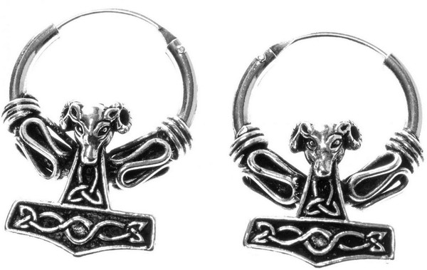 925 Silber Wikinger Ohrringe Widderhammer Widder Thorhammer MjöLnir Thorshammer-image