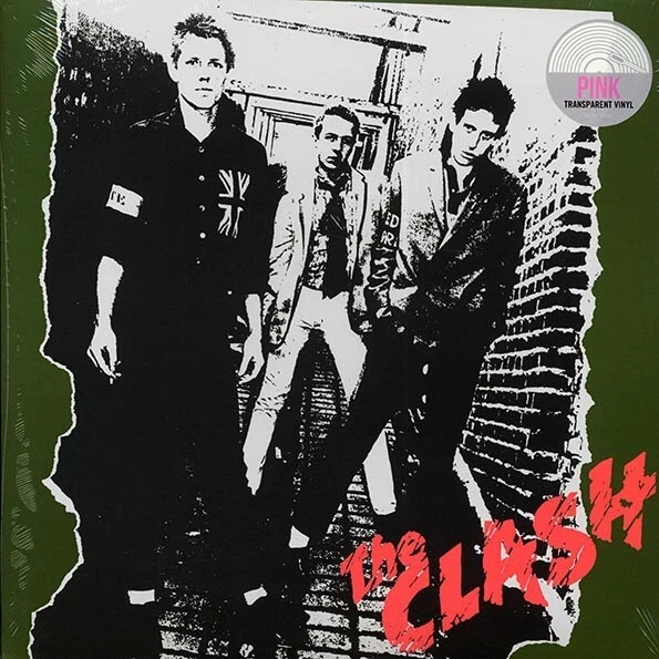 Green The Clash Self-Titled Vintage Vinyl Record with a Black and White Picture of the Band on the Cover