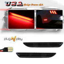 RED FOR 15-20 MUSTANG SMOKED LENS REAR BUMPER SIDE MARKER REFLECTOR LED LIGHTS
