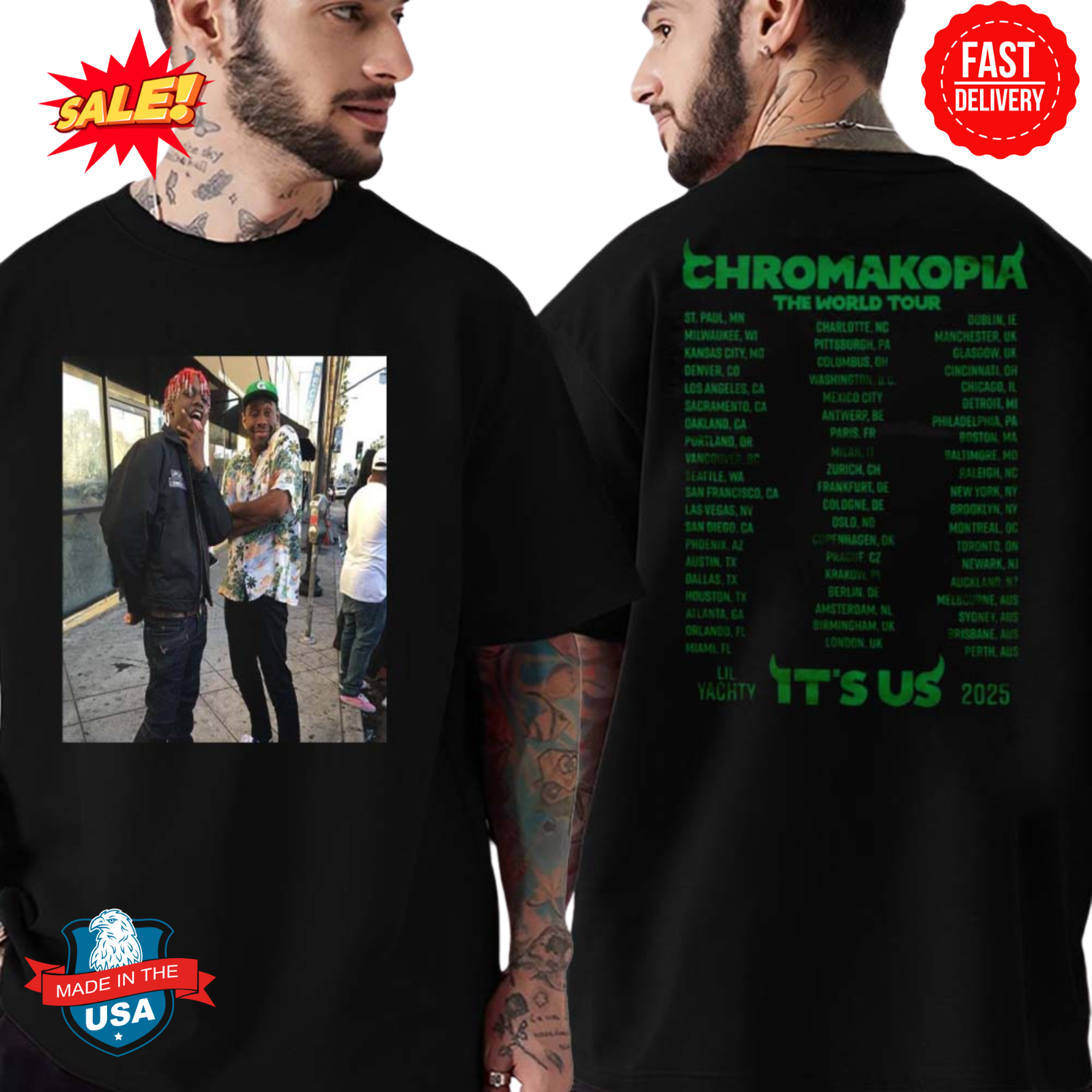 Tyler Creatorr And Lil Yachty Chromakopiaa Merch The World Tour It’s US 2025 Tee