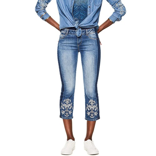 Desigual Jeans Maggy Blu 3/4 Capri Bootcut Jeans Taglia W24 W26 W28 | eBay