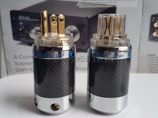 1set Audio US Main AC Power Plug Connector Copper Gold Plated Carbon Fiber