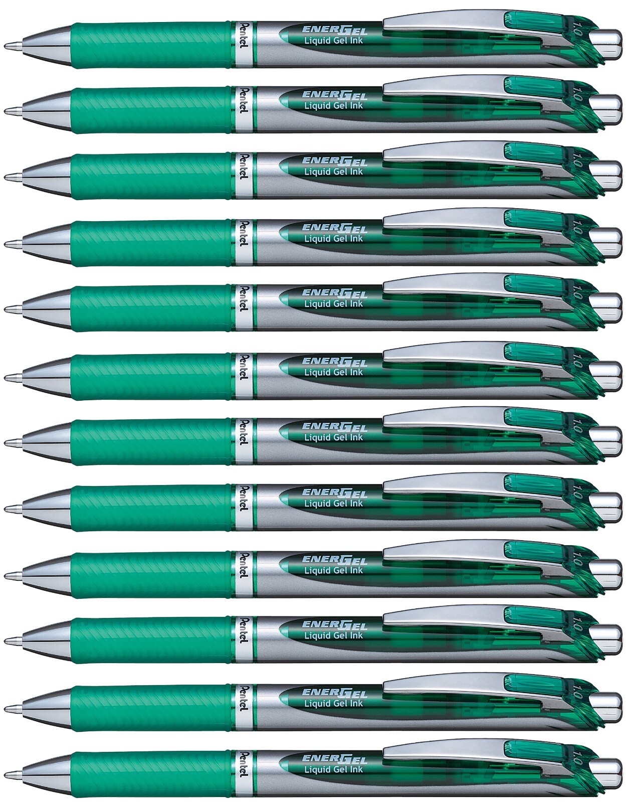 Pentel Energel XM Retractable Rollerball Pen 1.0mm Tip Green ink BL80 (12 Pens)