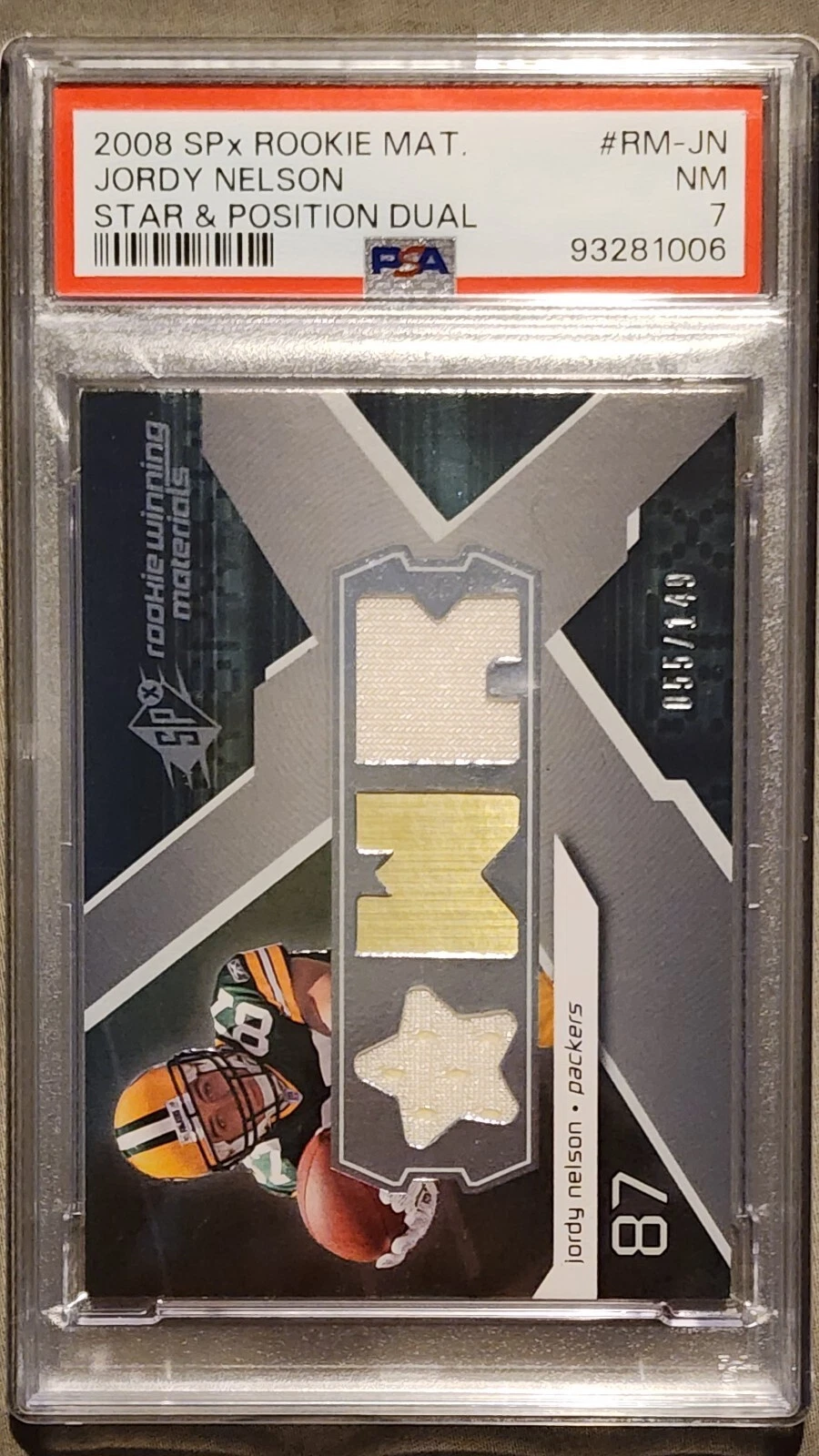 Jordy Nelson SPx Rookie Materials #RMJN Star & Position Dual