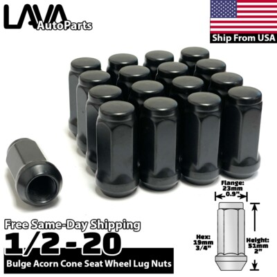24x 2'' Extra Tall Black 1/2-20 Lug Nut Fit Old Dodge Dakota Durango Viper