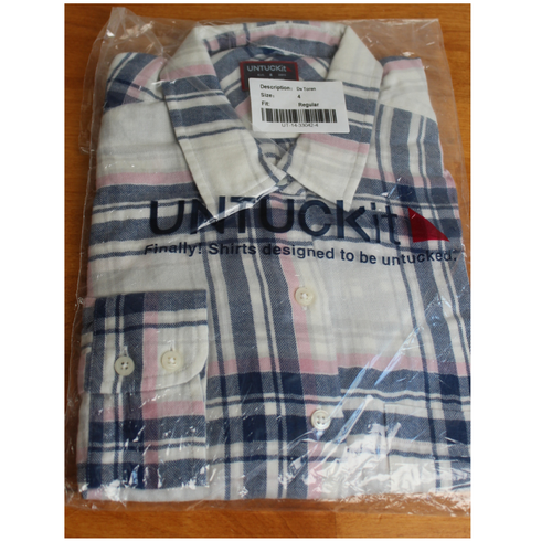Untuckit Top Womens 4 Pink Blue Plaid De Toren Long Sleeve Button Down Shirt New