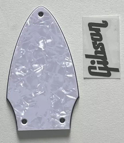 White Pearl Pickguard Fit Gibson Flying V Truss Rod Cover+silver Decal Guitar
