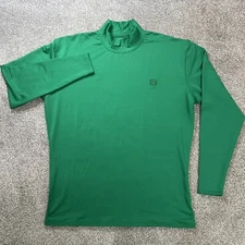 Layer 8 Mock Neck Athletic Shirt Womens XL Green Solid 8 Logo Long Sleeve