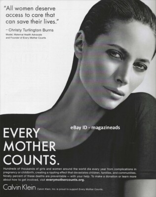 EVERY MOTHER COUNTS Charity 1-Page PRINT AD 2013 CHRISTY TURLINGTON calvin klein