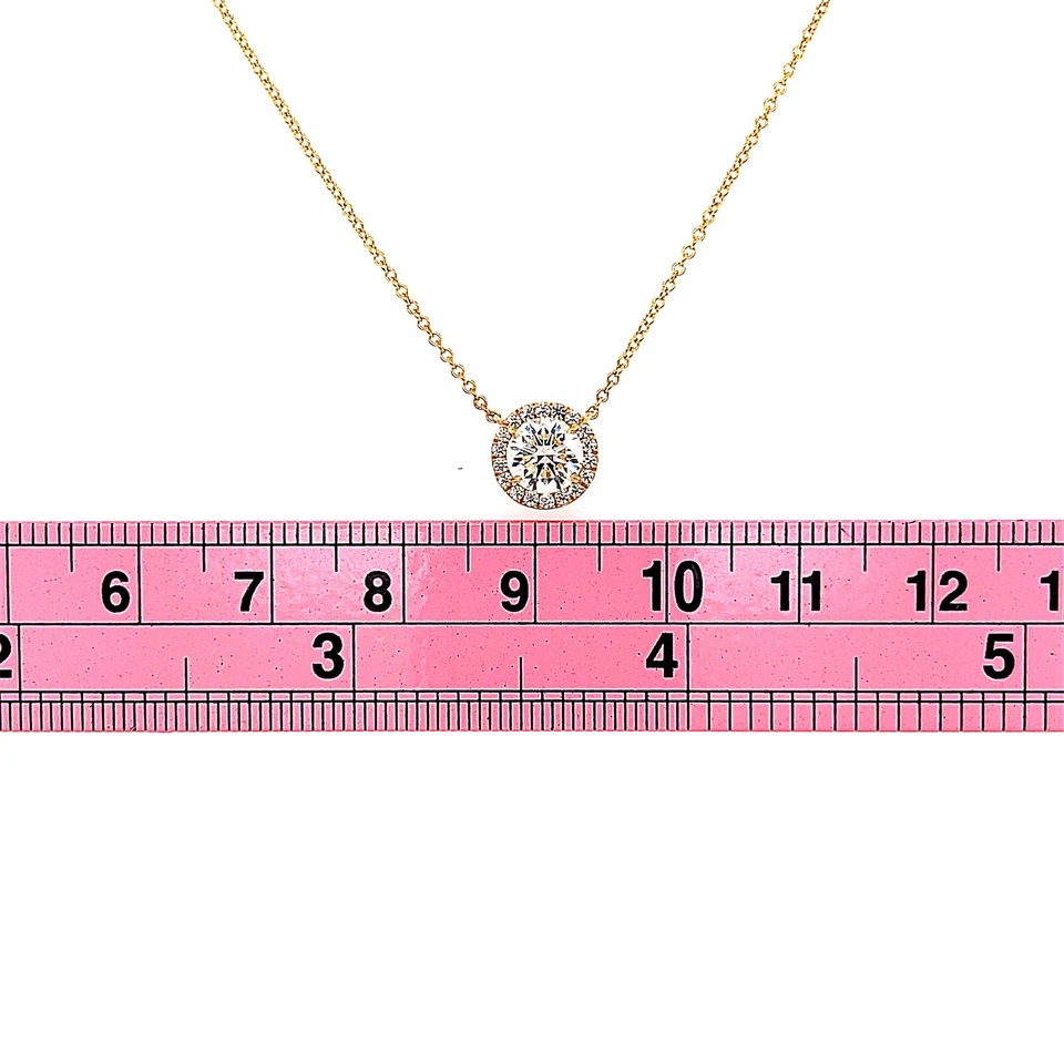 COLLAR COLGANTE ORO AMARILLO 18KT DIAMANTES NATURALES CON MONTURA HALO DE DIAMANTES Foto 2 de 4