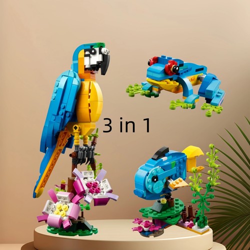 Unique Creator 3 in 1 Exotic Parrot Building Toy Set, Transforms to 3 Animal - Picture 6 of 7