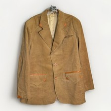 Vintage Pioneer Wear Sport Coat Men 44R Corduroy Western Blazer Leather Trim