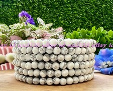Wholesale Lot 6 Pcs Natural Howlite 4mm 7.5 Crystal Stretch Bracelet