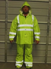 NEW! IRONWEAR PREMIUM 3-pc RAINSUIT, Hi-VIS REFLECTIVE SILVER, 9200-LG-ST, XL