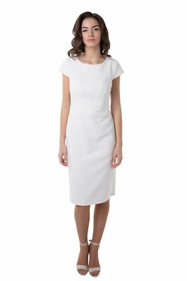 WOMEN'S EUROPEAN ELEGANT BUSINESS/CHURCH K FASHION WHITE CAP SLEEVE DRESS |  eBay
