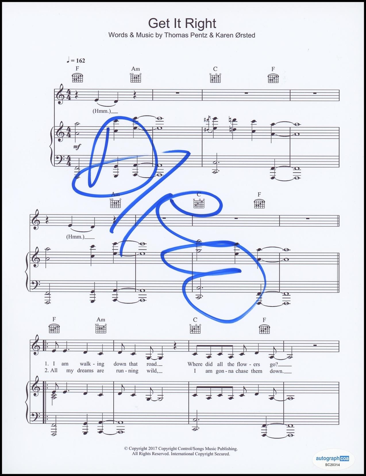 'Get It Right' 8.5x11 Sheet Music Acoa