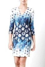Karen Kane 1L10125 Seascape Blue Print Stretch Jersey Sheath Dress - $138