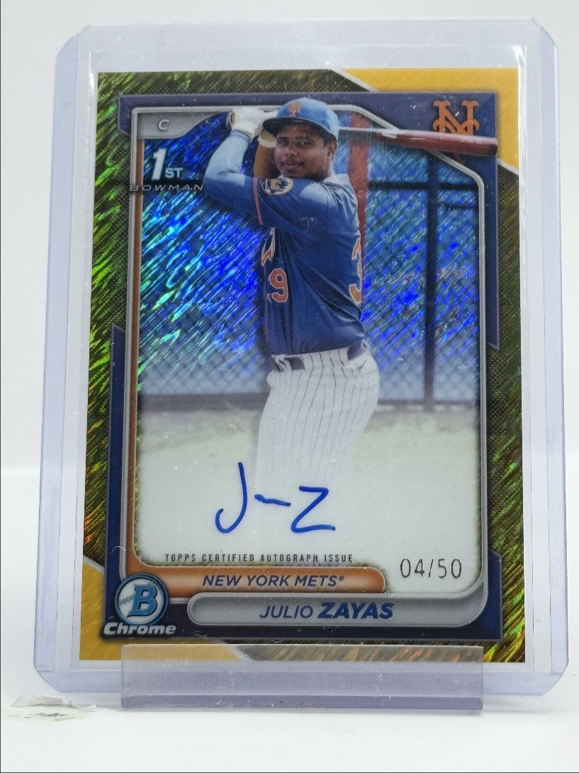 JULIO ZAYAS 2024 BOWMAN CHROME 1ST GOLD SHIMMER AUTOGRAPH AUTO /50 Q0044