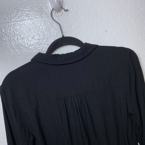 Anthropologie HD In Paris Sz Small Black Carmina Button Front Shirt Tunic Dress - Picture 5 of 11