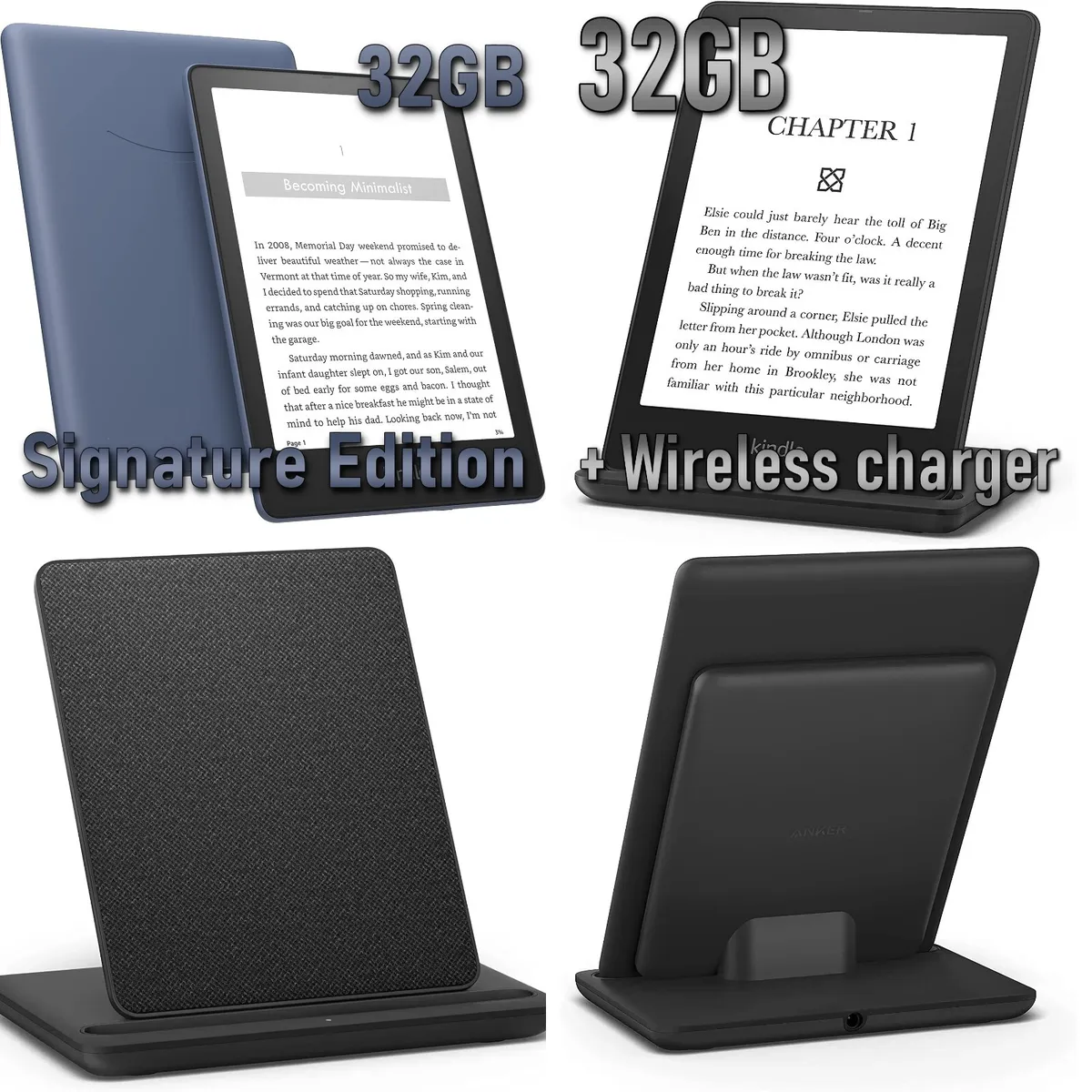 Denim blue +Wireless charger bundle) Kindle Paperwhite Signature
