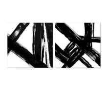 Project 62 Art Abstract Black and White Embellished Canvas Set of 2  - 22" x 22"