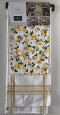 Rachel Ashwell Table Runner 14x72 100% Cotton Set Of 2 Lemons Plaid