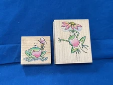 JUMP FOR JOY 3702J, ICE ON THE POND 3213F Penny Black Rubber Stamp Sherry, Frog