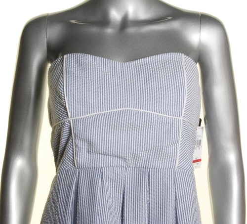 BCX Junior Girl's Corset Dress White Blue Stripes Strapless Size 9 NWT - Picture 2 of 4