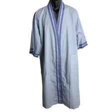 Vintage 80s Christian Dior Robe Mens OS One Size Blue Stripe Pockets