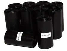 1035 DOG PET WASTE POOP BAGS 45 BLACK UNSCENTED REFILL ROLLS CORELESS USA