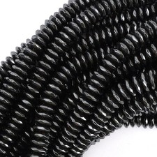Natural Faceted Hematite Rondelle Button Beads 15.5" Strand 4mm 6mm 8mm 10mm