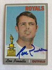 1970 Topps Lou Piniella Gold AS Rookie Cup Card #321 Hand Signed Autograph Card. rookie card picture